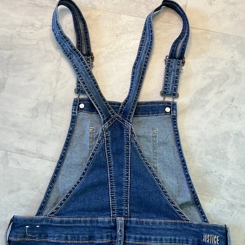 Justice    Ombre   Blue/White   Shortalls Girl’s Sz 16    NWOT    Fit Jr. Size 5